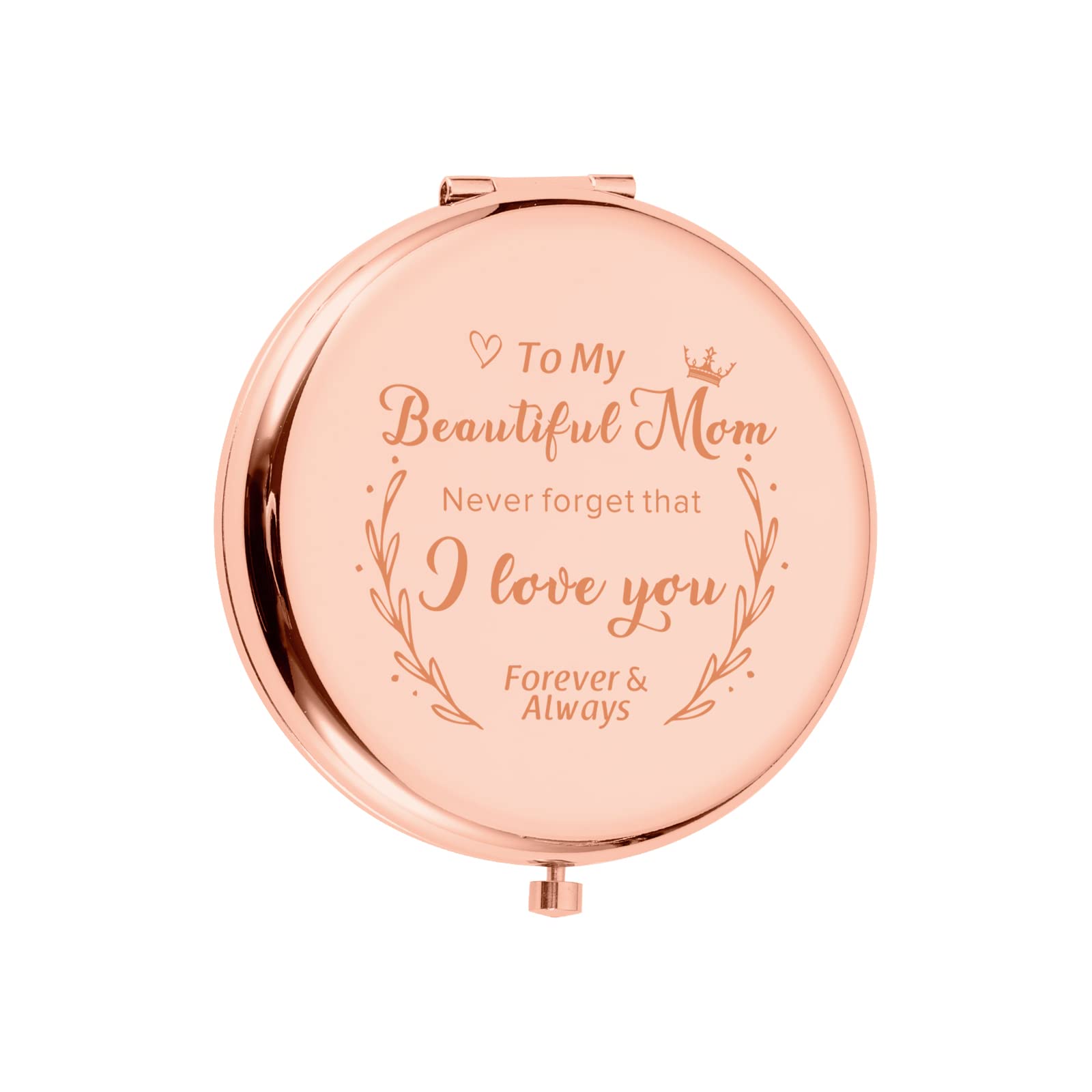Mom Birthday Present from Daughter Son to Mommy Rose Gold Compact Mirror Mother of The Bride Charms for Wedding Graduation Retirement Moving Away Christmas Valentines Day Jewelry