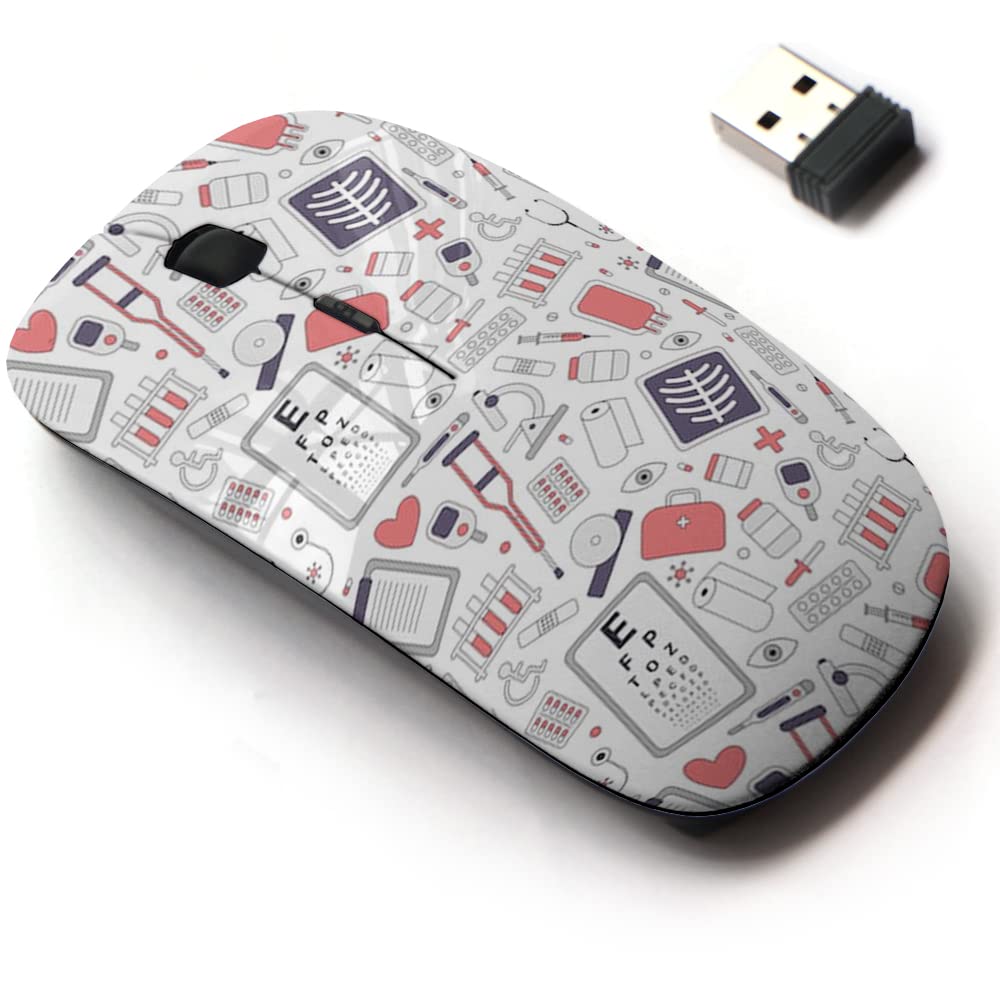 CJCBROES 2.4G Wireless Mouse with Cute Pattern Design for All Laptops and Desktops with Nano Receiver - Medical Pharmaceutical Hospital