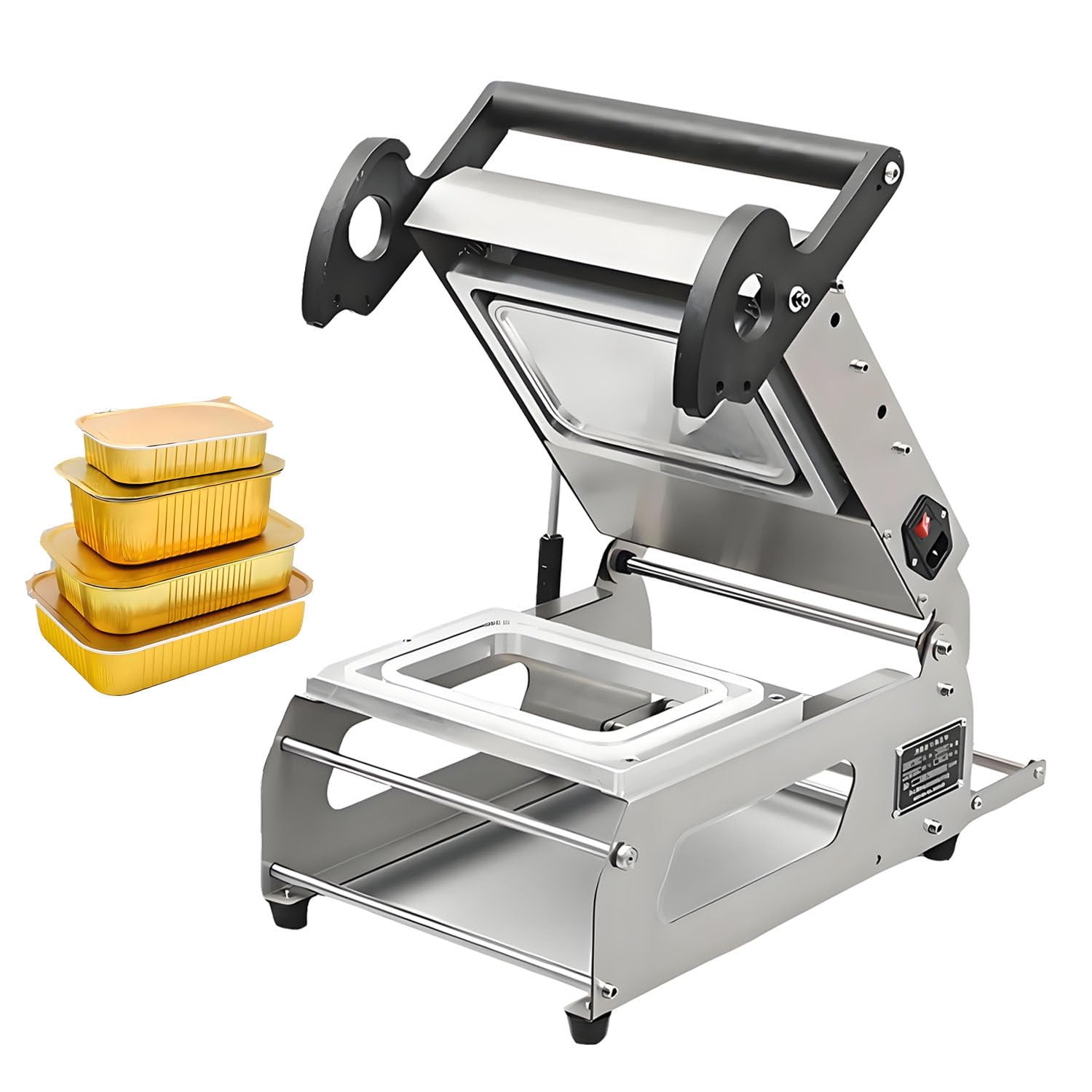 Machine de scellage thermique commerciale pour aliments, machine descellage manuel pourboîtes à emporter, largeurdu rouleau de film 180 mm, 7 à 8 scellages/minute, pour restaurants et plats à emporter