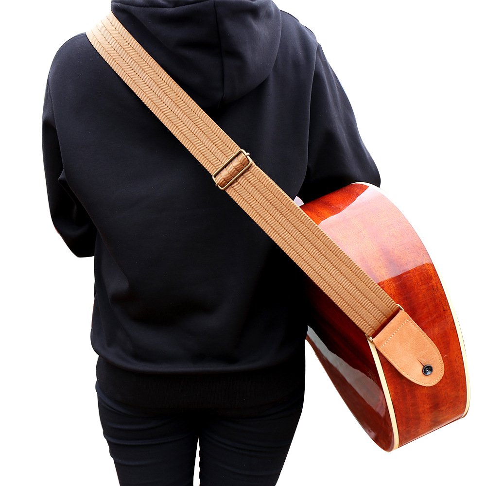 Phorcs Guitar Strap with Genuine Leather End for Ukelele and Acoustic Bass