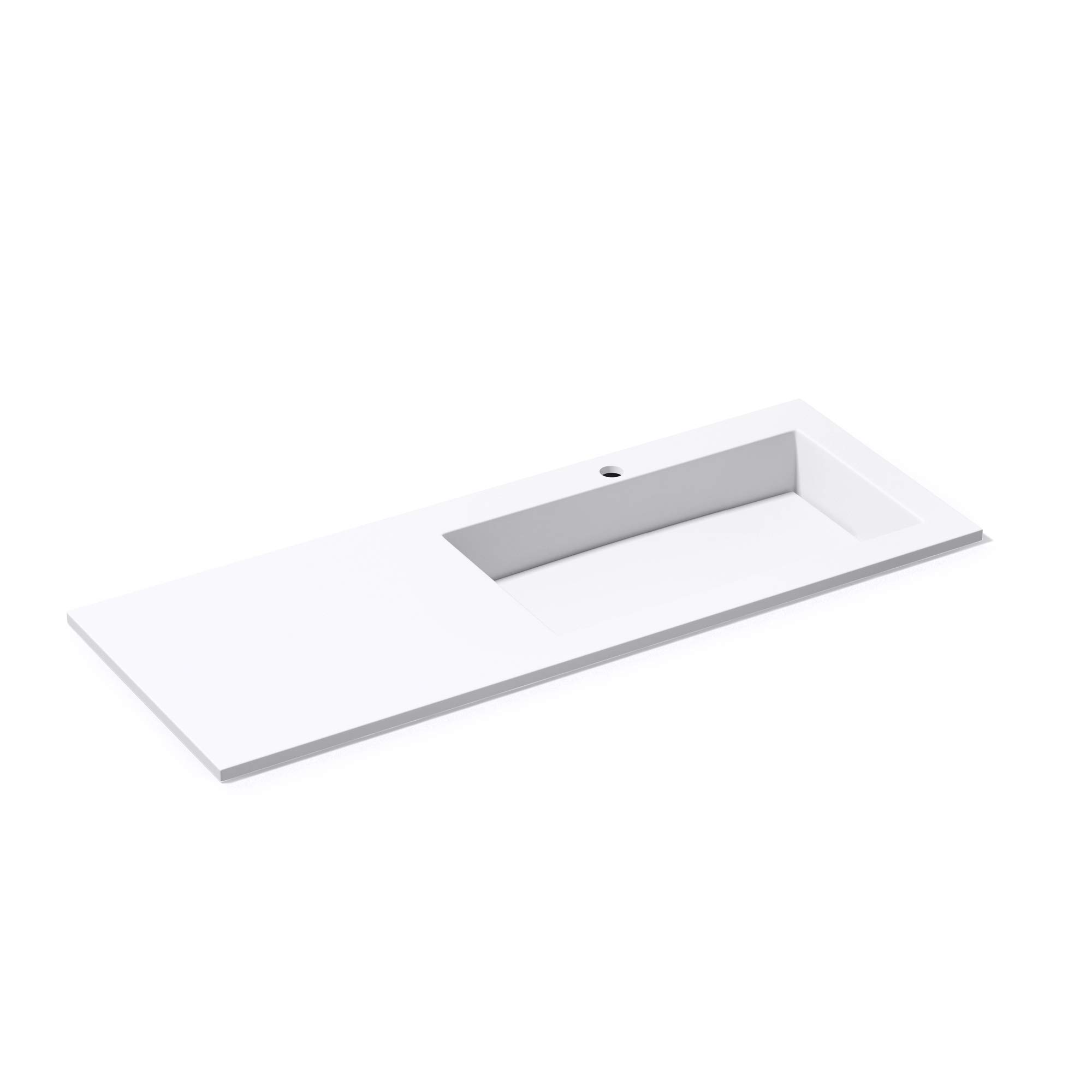 doporro Lavabo Empotrado de Mármol Fundido 120x46x13,5 cm, Lavabo Derecho Blanco con Encimera Amplia y Orificio para Grifo, Diseño Moderno, Conexión DIN, Colossum820