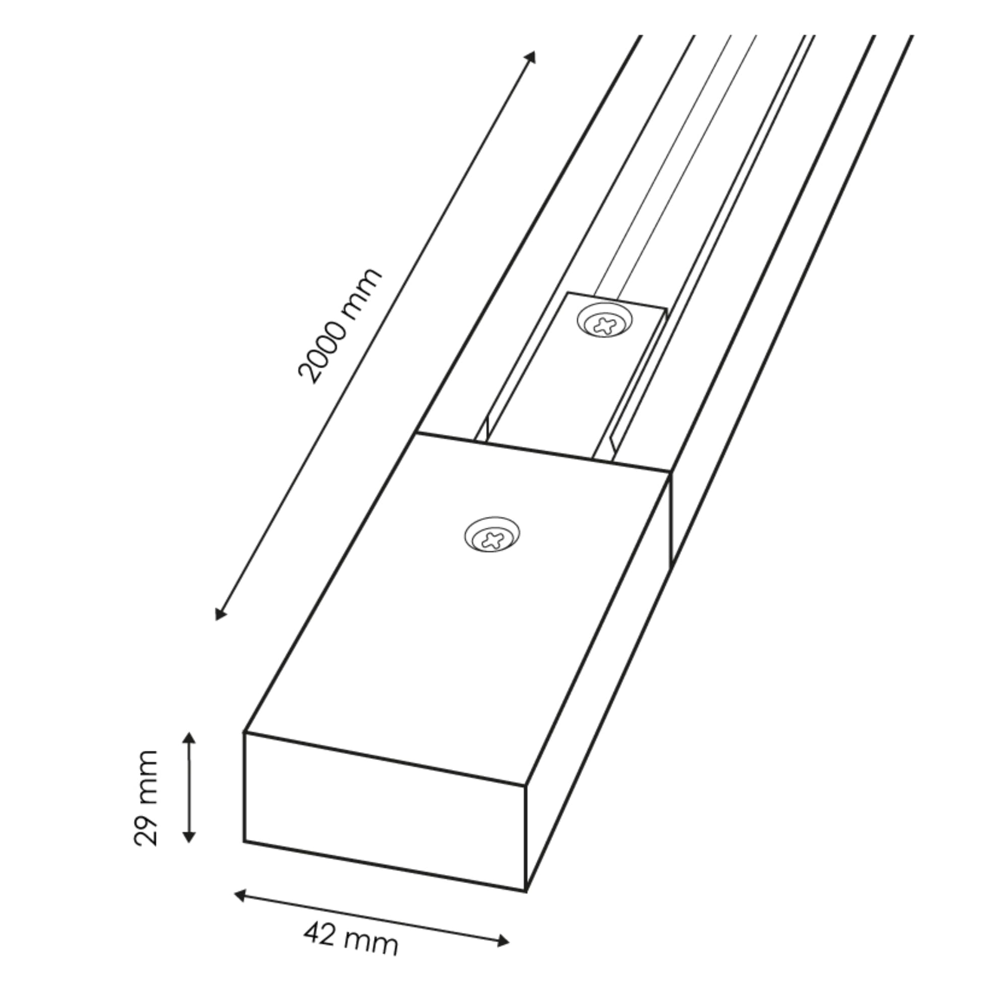 LEDUNI ® Carril Monofásico para Focos LED 2 Metros Color Negro Alimentación 220V Dimensión 2000X42X20H mm Aluminio