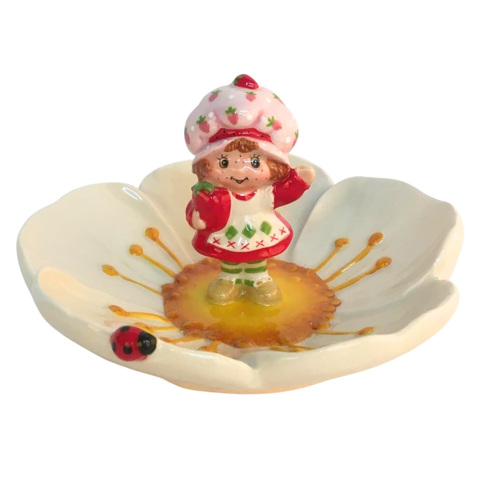 Blue Sky Clayworks Strawberry Shortcake Flower Ring Holder, 4.75" L x 4.75" W x 2.25" H