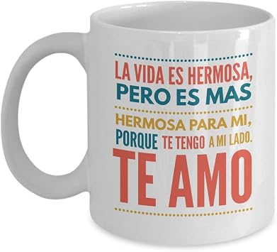 Taza de Cafe Te Amo Vaso, perfecta para San Valentin, aniversarios or cumpleanos, divertidas, tazas con mensajes positivos para esposo esposa novios o bodas.