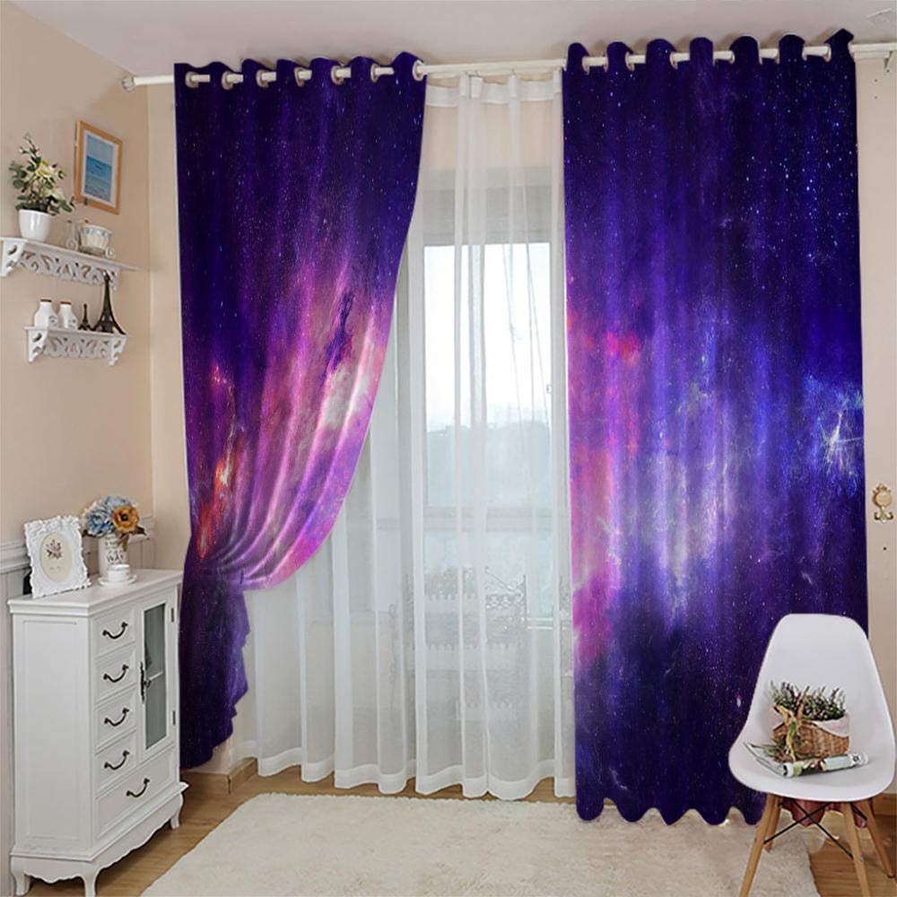 IKDZCM Verduisterende gordijnen panelen kosmische sterrenstelsel afdrukken stergordijn woonkamer slaapkamer gordijn woondecoratie gordijn volwassen kinderen B x H / 21 x 51 x 63 inch gordijnen voor
