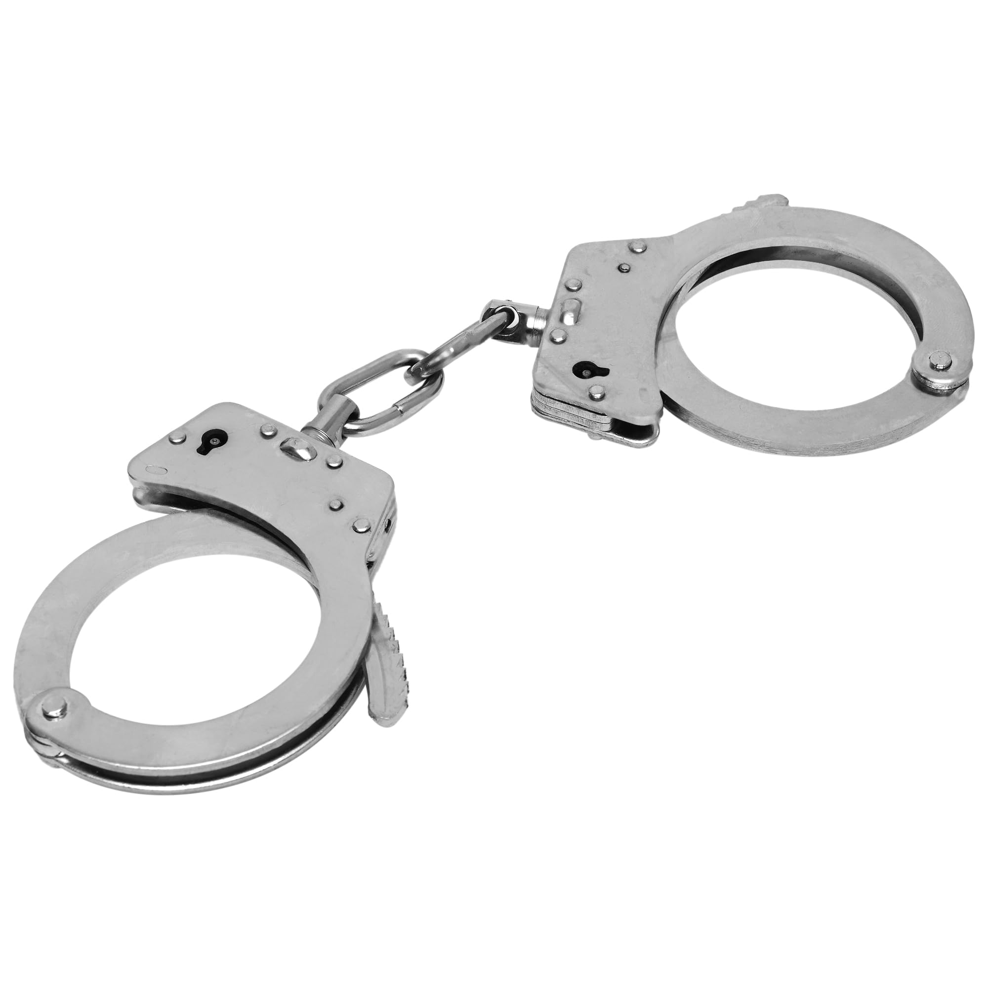 Double Lock Police Edition Professional Grade Handcuffs/Hathkadi With Two Keys, Pack Of 1 (Nickel, Silver)