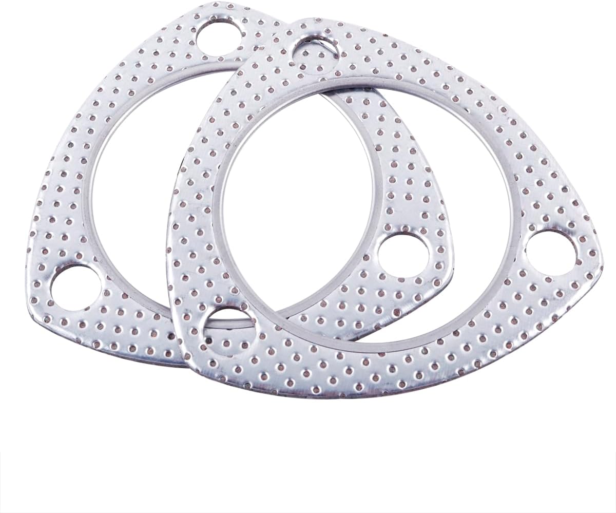 Exhaust Flange Gasket 2.25-inch 2Pcs 3-Bolt for Multipurpose Manifold Catalytic Converter Turbine Header Replacement Shaft Return Engine Exhaust Pipe…