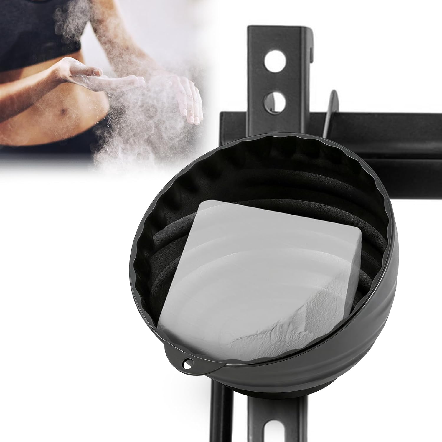 Gym Chalk Bowl Container Magnetic Chalk Holder Black Weightlifting Workout Gym Chalk Blocks Storage Bowl Gym Accessories - Image 1 of 8