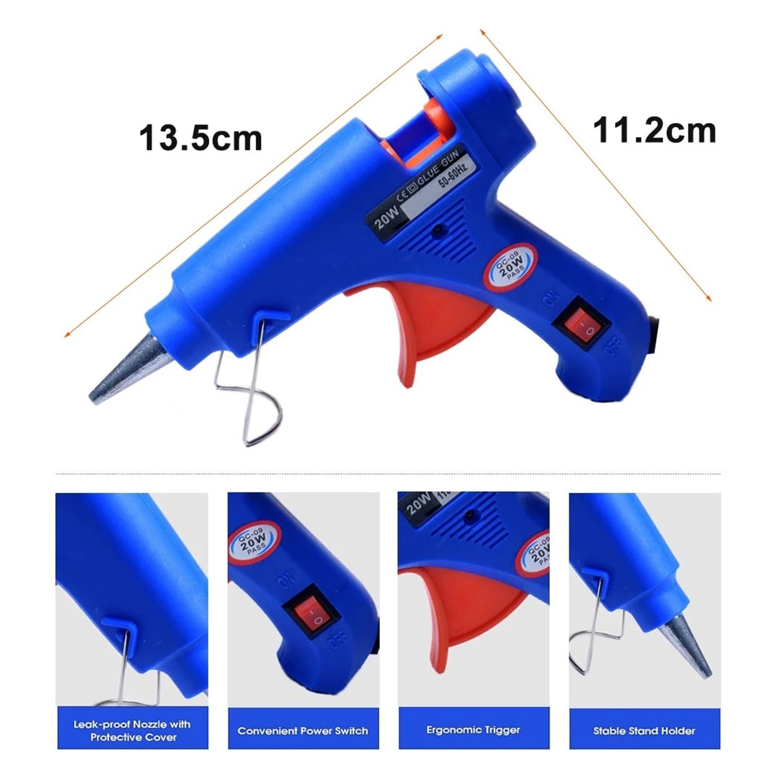 Pistola per Colla a Caldo 20W, Pistola per Colla a Caldo, Stick di Colla da 7 mm, Mini Strumento Elettrico Fai da Te per la Riparazione della Temperatura, Strumento Industriale per