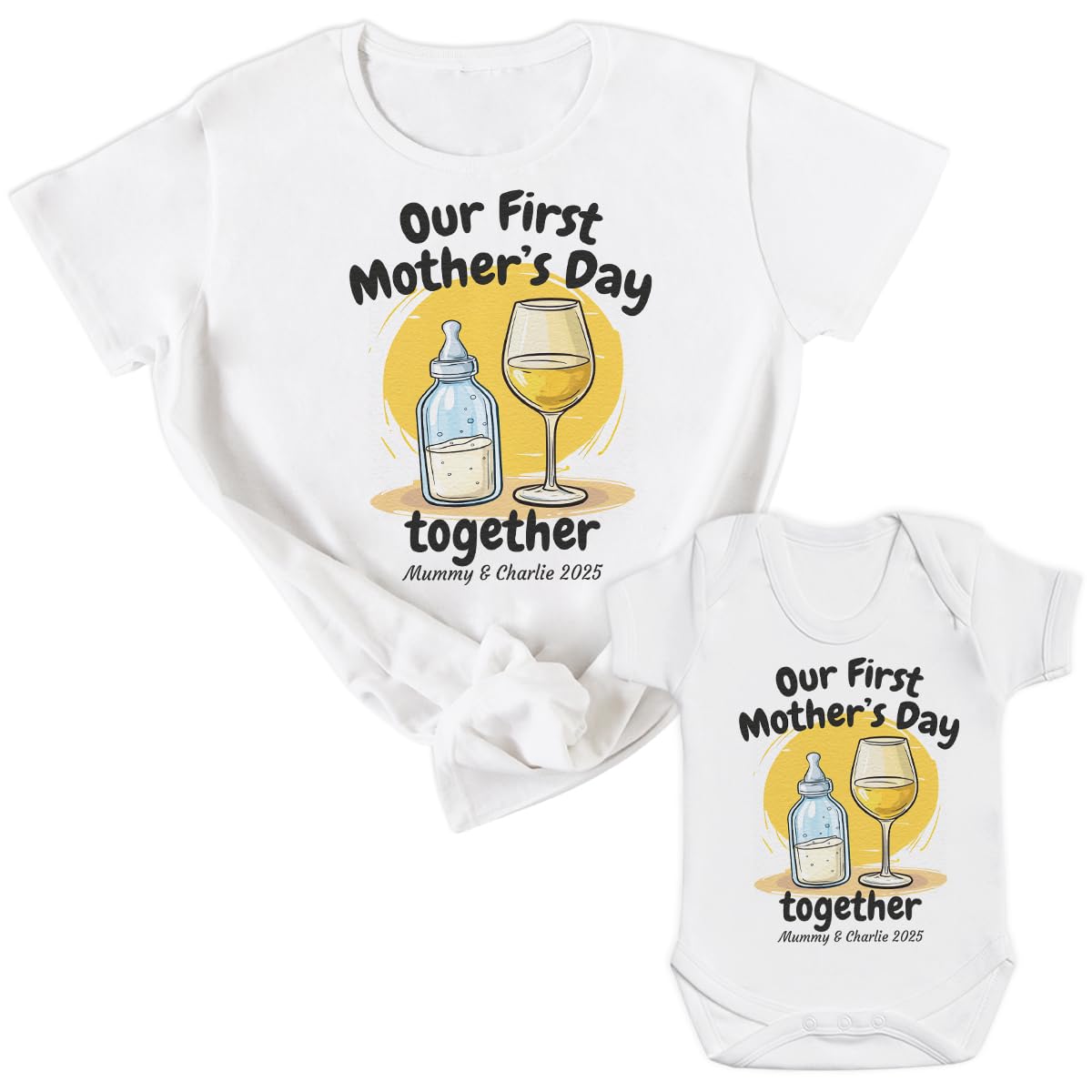 Personalised Our First Mother's Day Together Gift - T-Shirt & Bodysuit - (Sold Separately) White