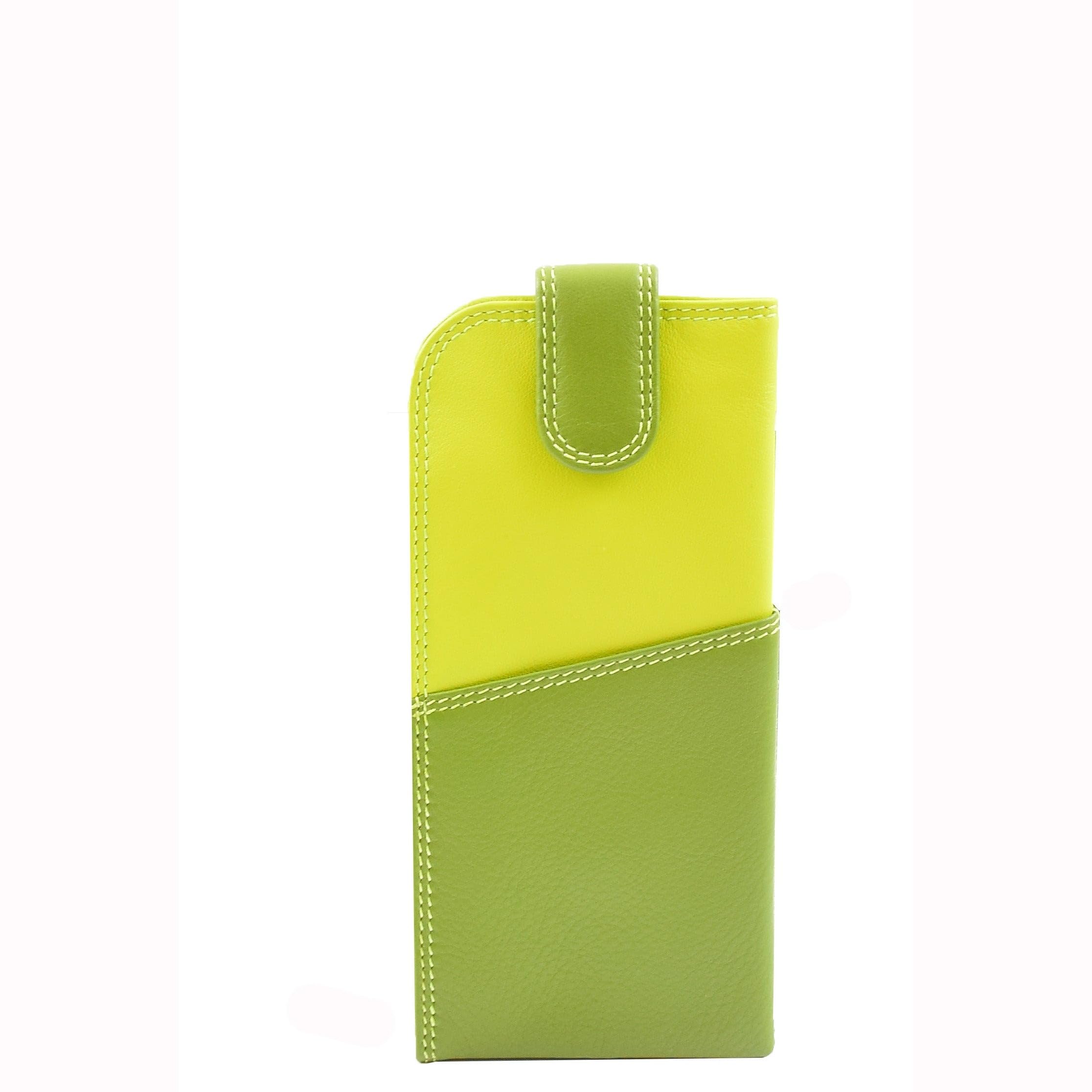 DR658 Stylowe etui na okulary z prawdziwej skóry Limonka Multi, Limonka Multi, S