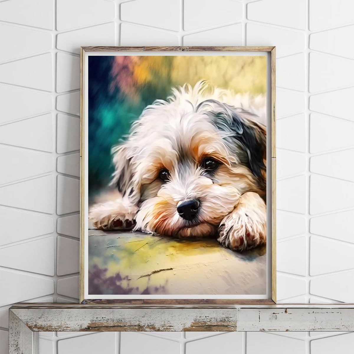 UPABLUNSO Kit Fai da Te per Pittura a Mosaico con Diamanti Colorati, Motivo: Cane Principiante, Decorazione da Parete o come Regalo, 30,5 x 40,6 cm