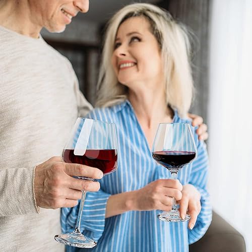 Miniatura 5 de Swanfort Juego de 4 copas de vino tinto copas de vino extragrandes de 23 onzas copas de vino borgoña de tallo largo copa de vino de cristal con