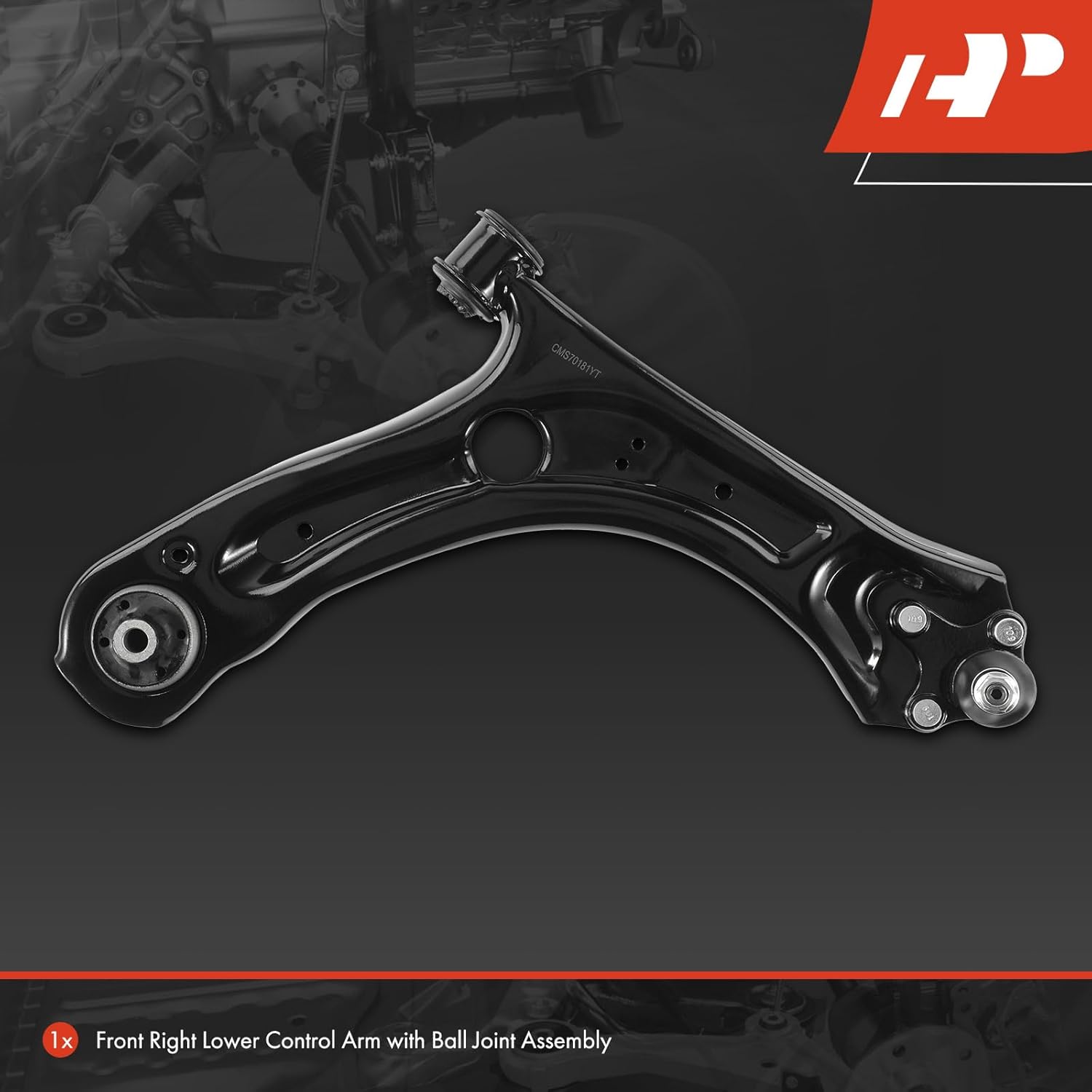 A-Premium Front Right Lower Control Arm, with Ball Joint & Bushing, Compatible with Volkswagen Passat 2012-2021, Beetle 2012-2019