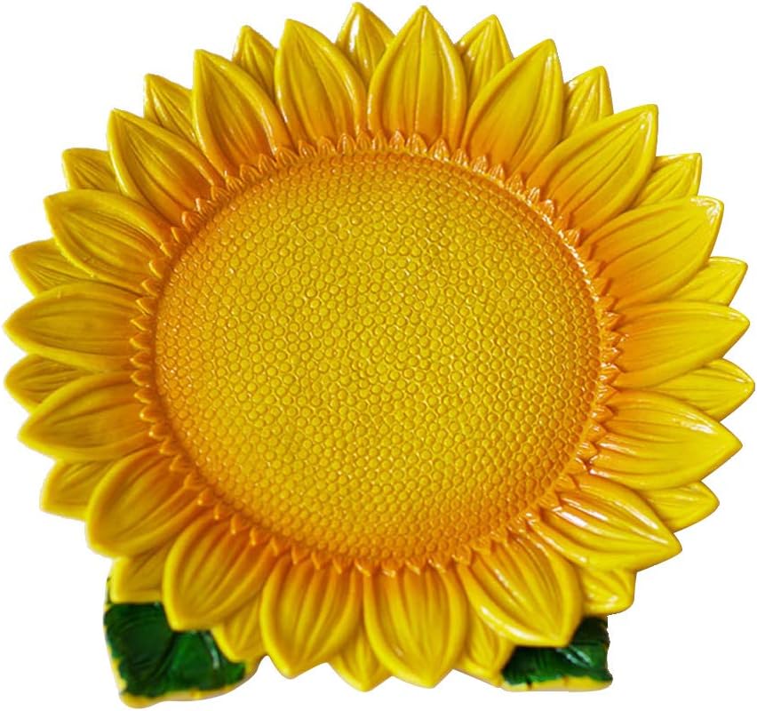 Resin Dried Fruit Tray Serving Plate Nut Tray Snack Dessert Dish for Candy Jewelry Organizer Display (17cm x 17cm x2cm Yellow Sunflower)