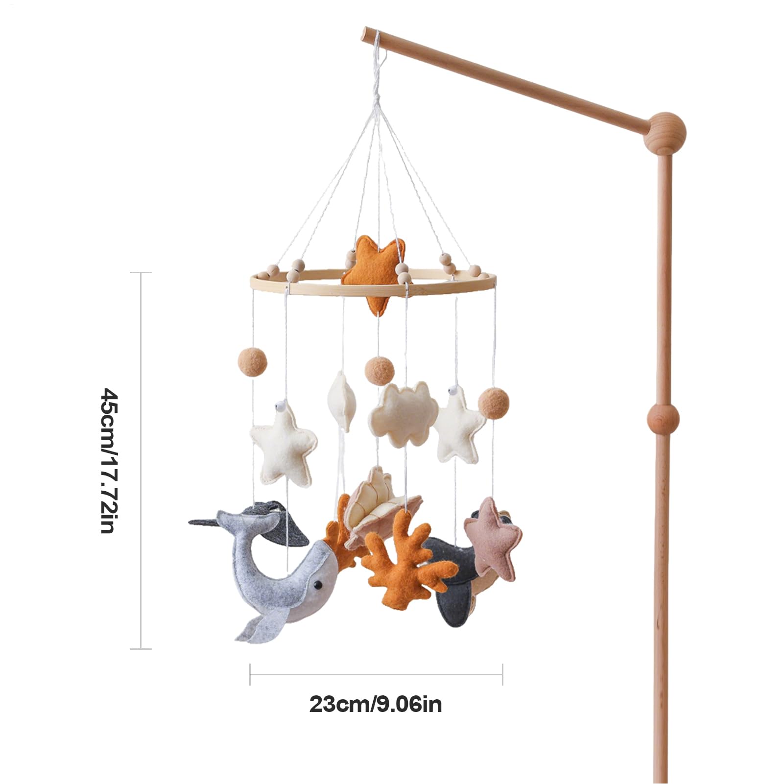 Mobili Per Mobile in Feltro per Bambini | Giocattolo Appendibile Carillon in Feltro con Animali Marini Stile Cartoon Decorazione per Camera Culla Cameretta dei
