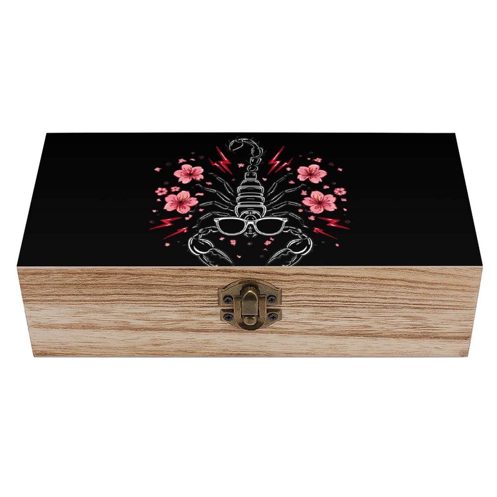 Cgsbngha Style Scorpions Print Wooden Storage Boxes With Lid Memory Box Decorative Organiser For Office And Home