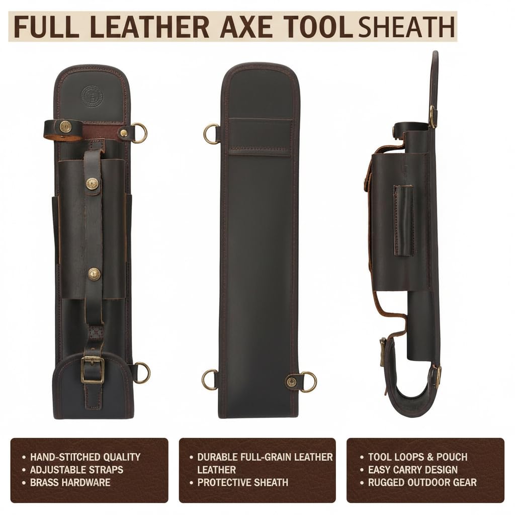 Axt-Holster aus echtem Leder, mit verstellbarem Tragegurt, für Outdoor-Camping