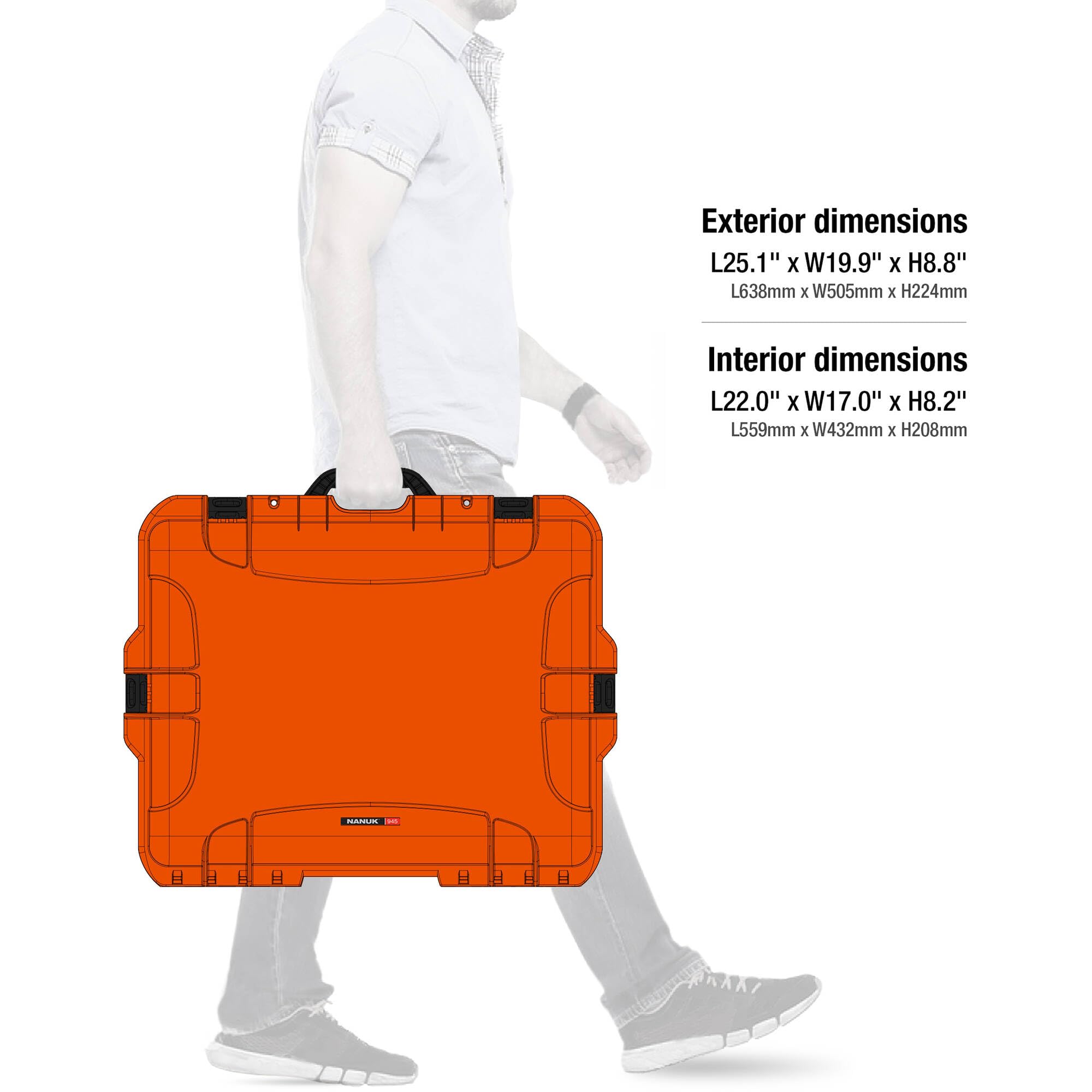 Nanuk 945 EMS Emergency Medical Service/First Aid Hardcase con organizador de tapa y sistema divisor (naranja)