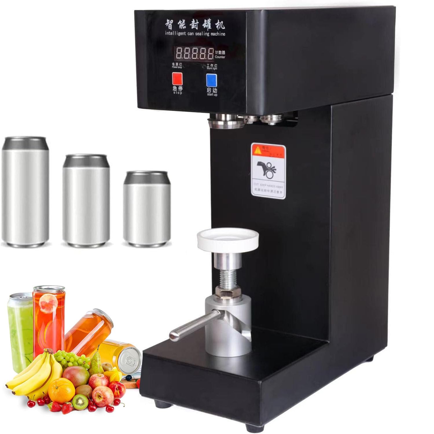 ASerZenith Commercial Soda Can Sealer With Lcd Counter, Height Adjustable For Soda, Aluminum, Tin Cans Sealing Solution,Black