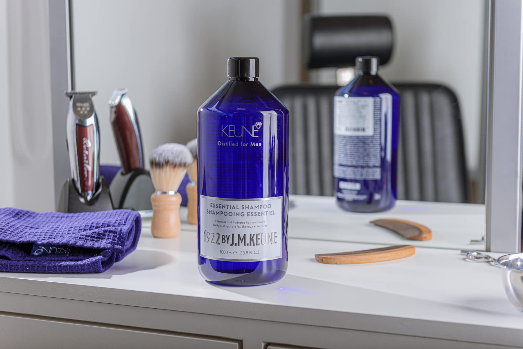 KEUNE 1922 for Men Essential Shampoo 1000 ml, Blue, 1 l (Pack of 1) - Image 2