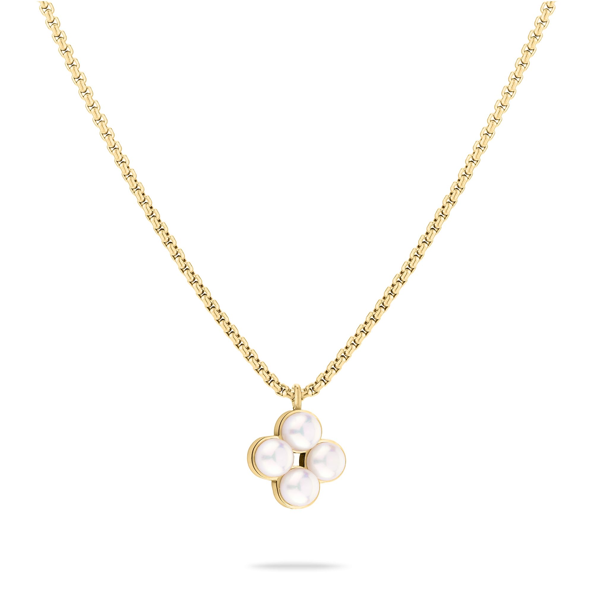 Tamaris Collana TJ-0512-N-45 Con Ciondolo Fiore E Perle Di Vetro – Oro IP, Acciaio Inossidabile, 45 Cm, Chiusura Moschettone