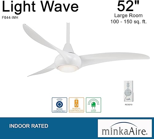 Miniatura 7 de Ventilador de techo Minka-Aire F844-WH con movimiento ligero color blanco de 52 pulgadas con mando a distancia