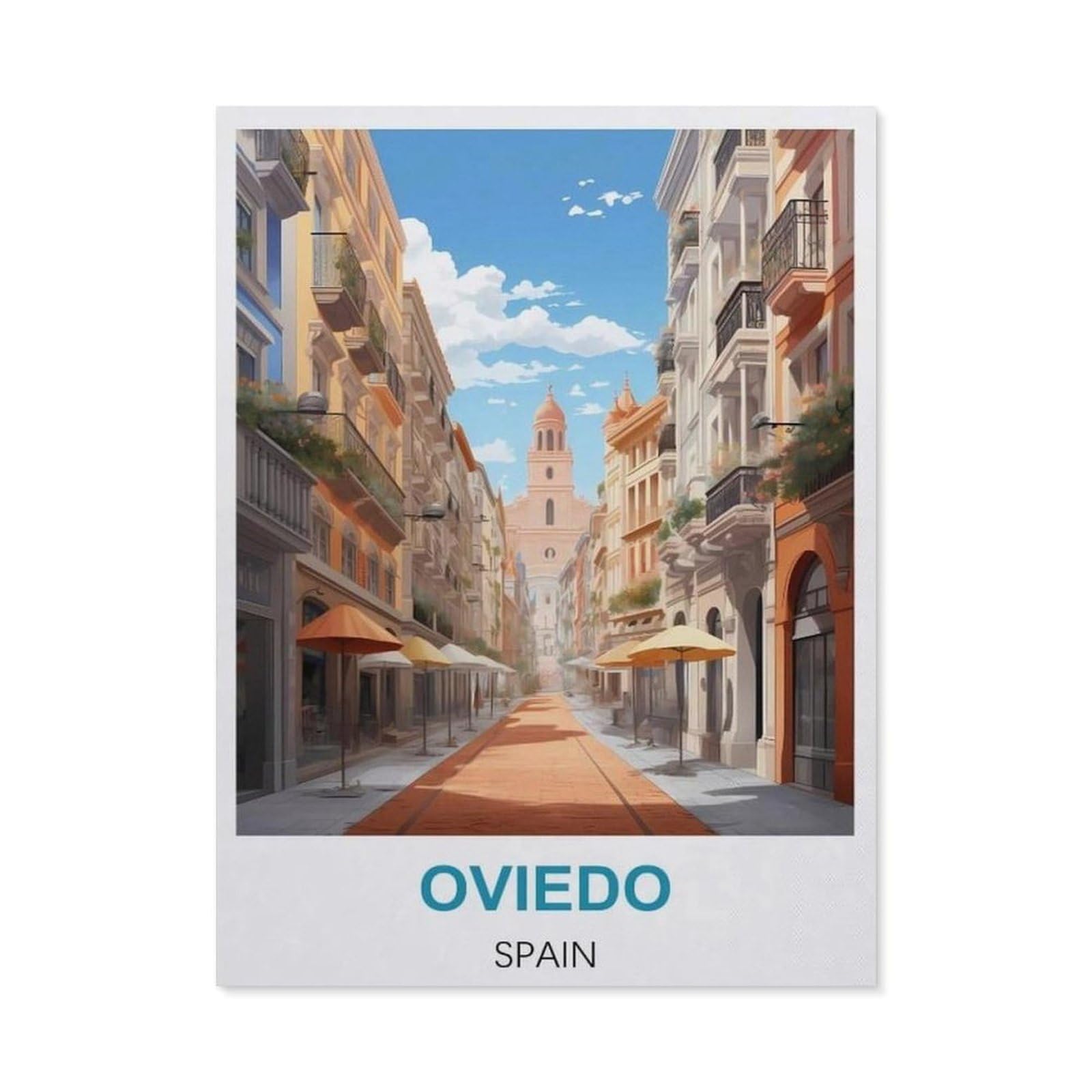 BEAYODKP 5D Diamond Painting，Oviedo Spain Vintage Travel Posters，Diamond Embroidery Cross Stitch（50 x 60 cm/19.68 x 23.62 inches）-BZ71
