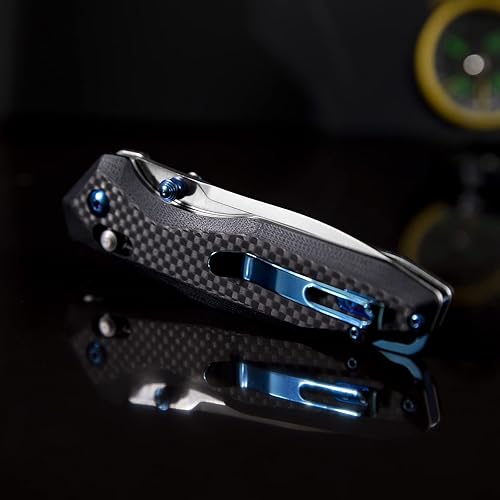 Miniatura 9 de Dispatch Axis Lock - Cuchillo de bolsillo plegable con clip, hoja de acero D2 de 3.27 pulgadas y mango de fibra de carbono, cuchillos plegables para