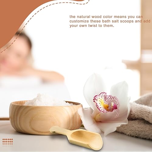 Miniatura 5 de Dandat Paquete de 100 mini cucharas de madera para tarros pequeños de sal de baño, cucharas de bambú a granel, cuchara pequeña de madera, cuchara de