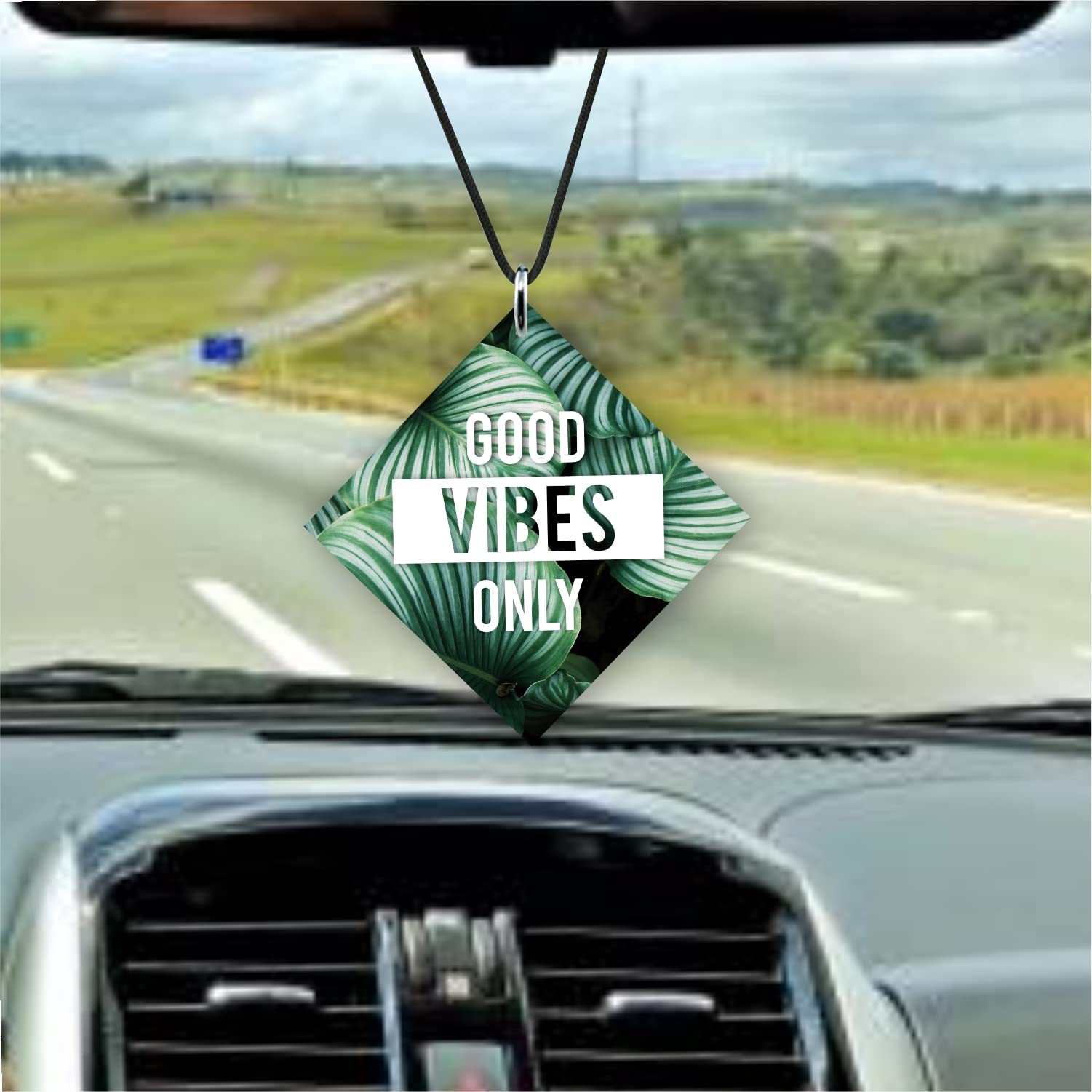 Nupur Studios Good Vibes Only MDF Car Hanging, Car Interior Accessories, Positive Motivational Gifts, Car Show Piece/Decoratives