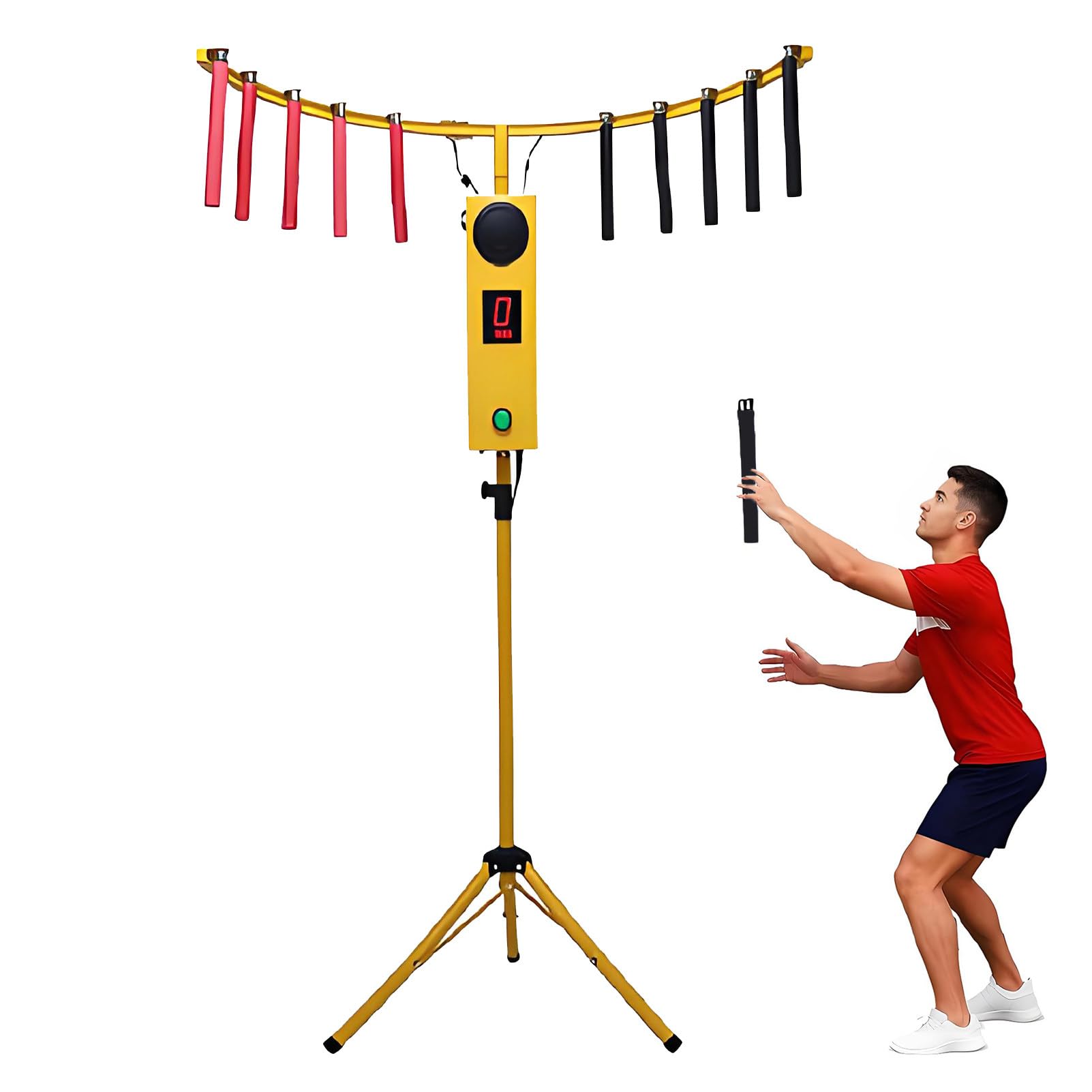 EpyGnom Reflex Stick Challenge Game, Adjustable Speed Hand-Eye Coordination Trainer Arcade Machine with LED Digital Display & Music Reaction for Party & Family Game Yellow