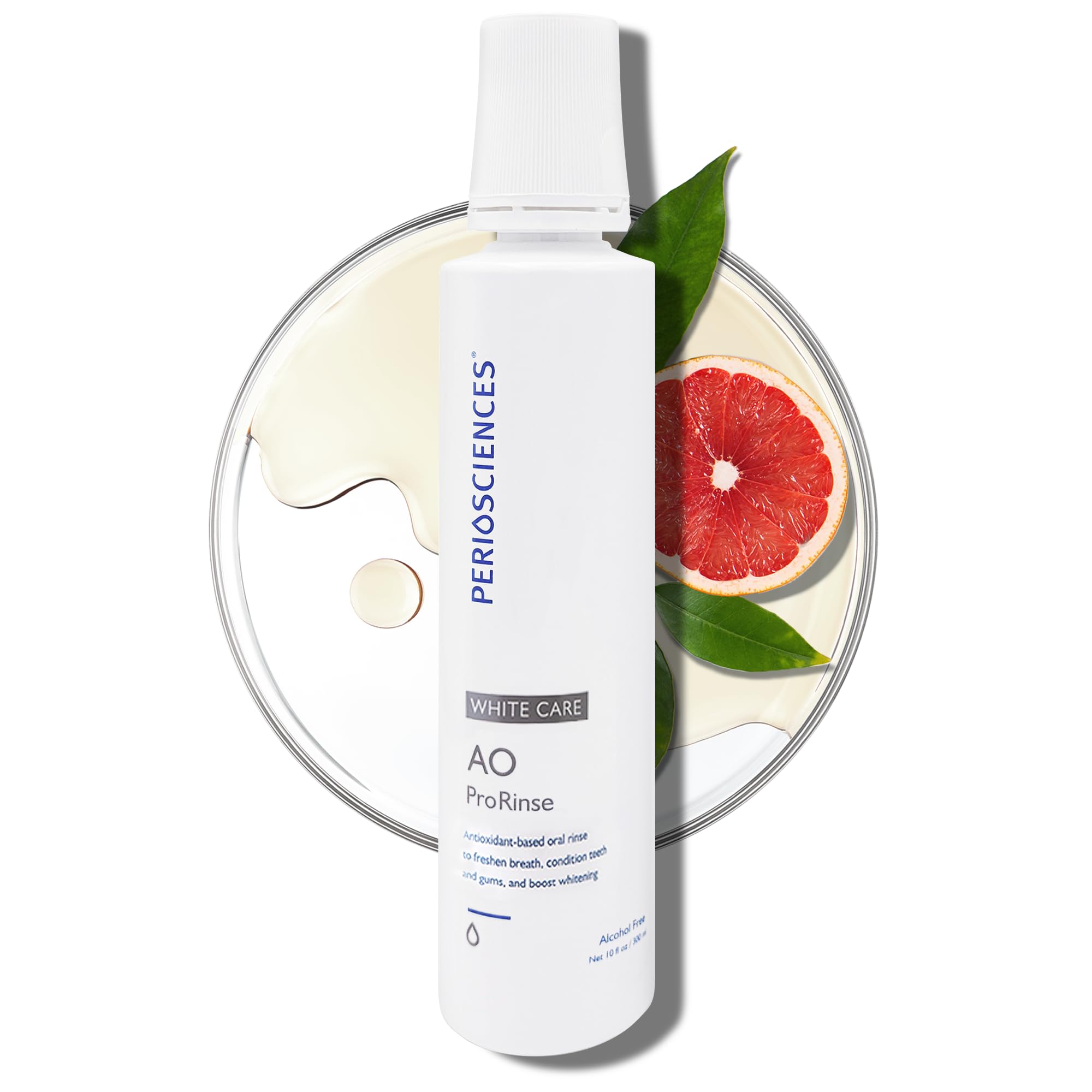 PerioSciences AO ProRinse White Care Whitening Mouthwash with Antioxidants – Oral Rinse for Gum Health, 10 Fl Oz / 300ml