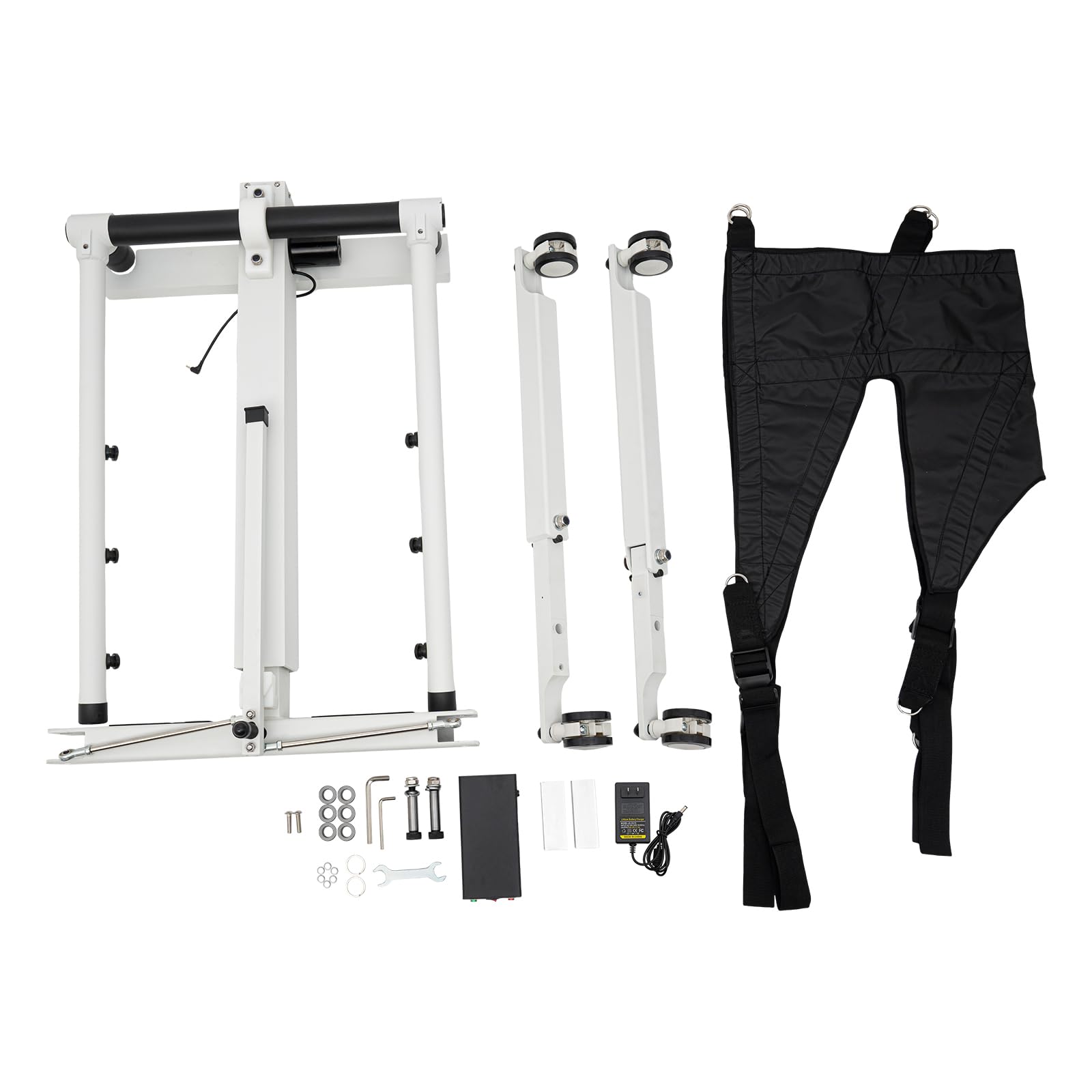 GEYOPMID Electric Patient Lift, White Aluminum Alloy Button Freestanding Patient Lift Transfer Chair 286.6 Lbs Load Bearing Handicap Wheelchair Lift Aid Patient Lift Transfer Chair for Seniors