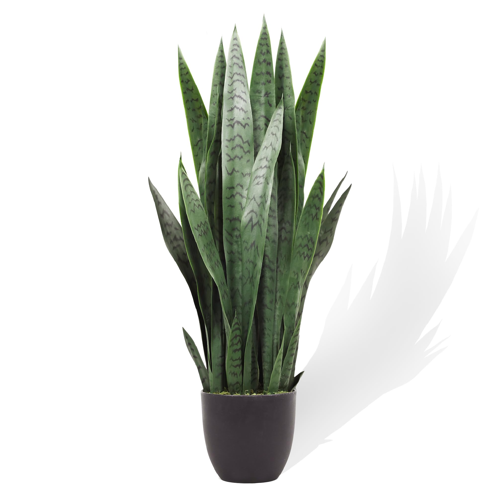 KOL 3FT Artificial Snake Plant, Fake Sansevieria Indoor Outdoor, 28 Thick PE Leaves Lifelike Faux Silk Plants, Home Decor Mother in Law Tongue 35in, Greenery for Office Decoration, Green