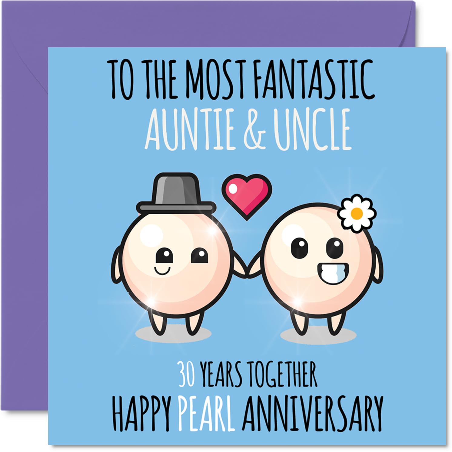 Cute Pearl Anniversary Card for Auntie & Uncle - 30 Years Together - Happy 30th Wedding Anniversary Cards for Uncle Aunt, 145mm Greeting Cards Anniversaries