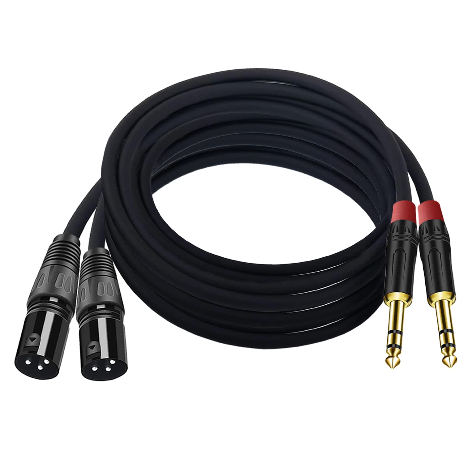 Seefeful XLR to 1/4 TRS Stereo Adapter,(2PACK/50FT) XLR Male to 1/4 Inch (6.35mm) Balanced Microphone Stereo Audio Converter AdapterCable