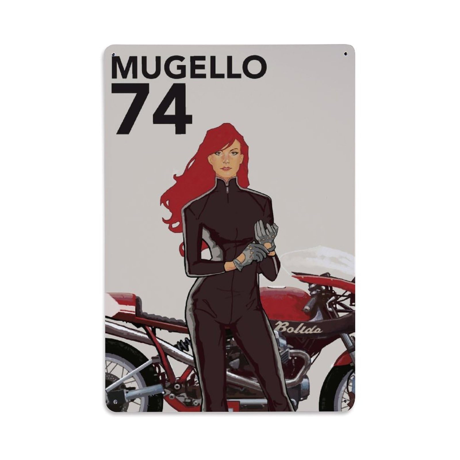 Cafe Racer Rider Models Retro Anime Girl Motorcycle Culture Metal Tin Sign Plaque Wall Decor for Cafe, Man Cave, Club Bar, Office, Home Garden Round Metal Poster 8x12Inch