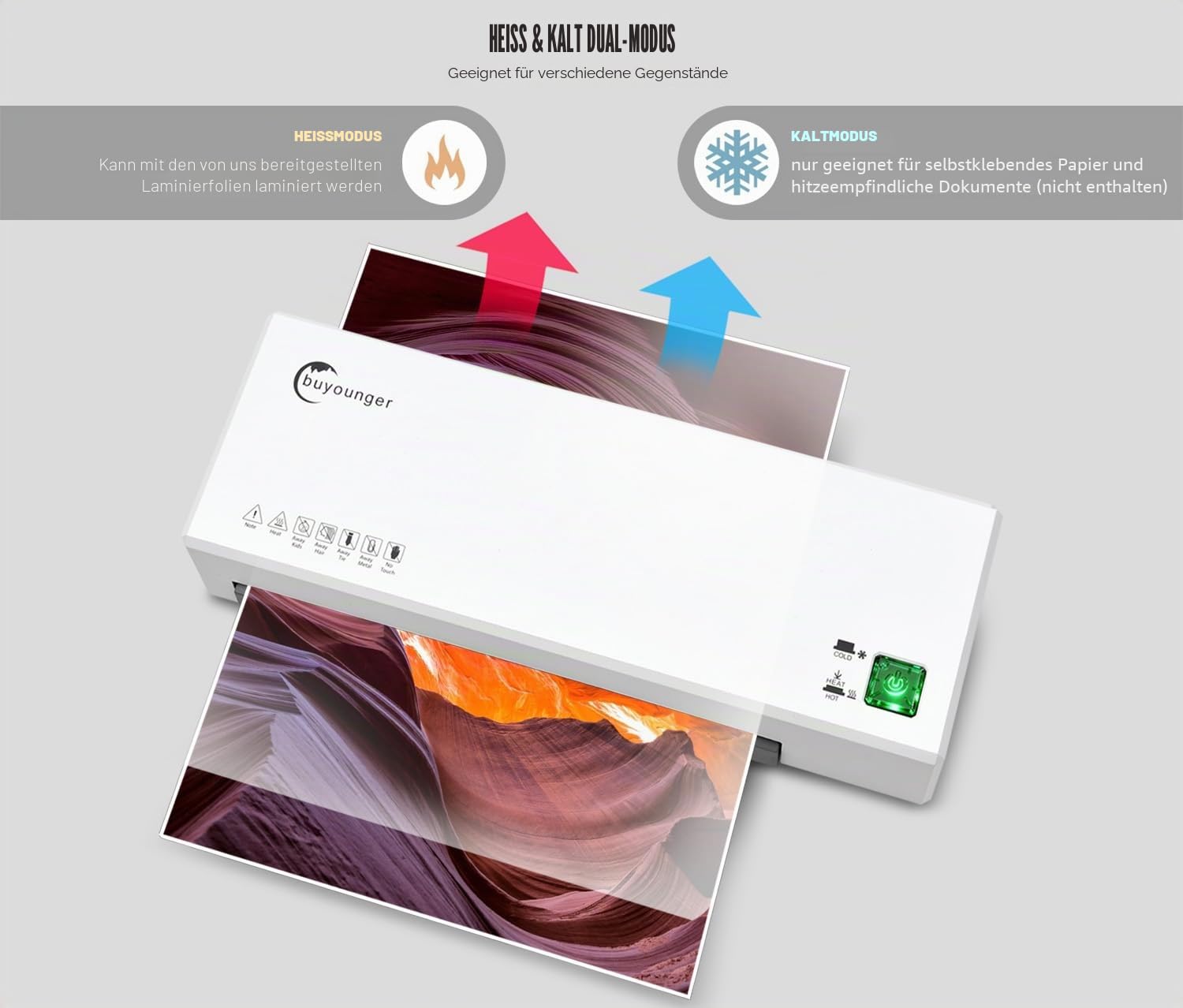 Laminiergerät,Laminiergerät A4 Mit 40Pcs Laminierfolien A4 A5 A6, Buyounger Laminator Mit papierschneider Eckenabrunder FürHeimgebrauch Büro Schule