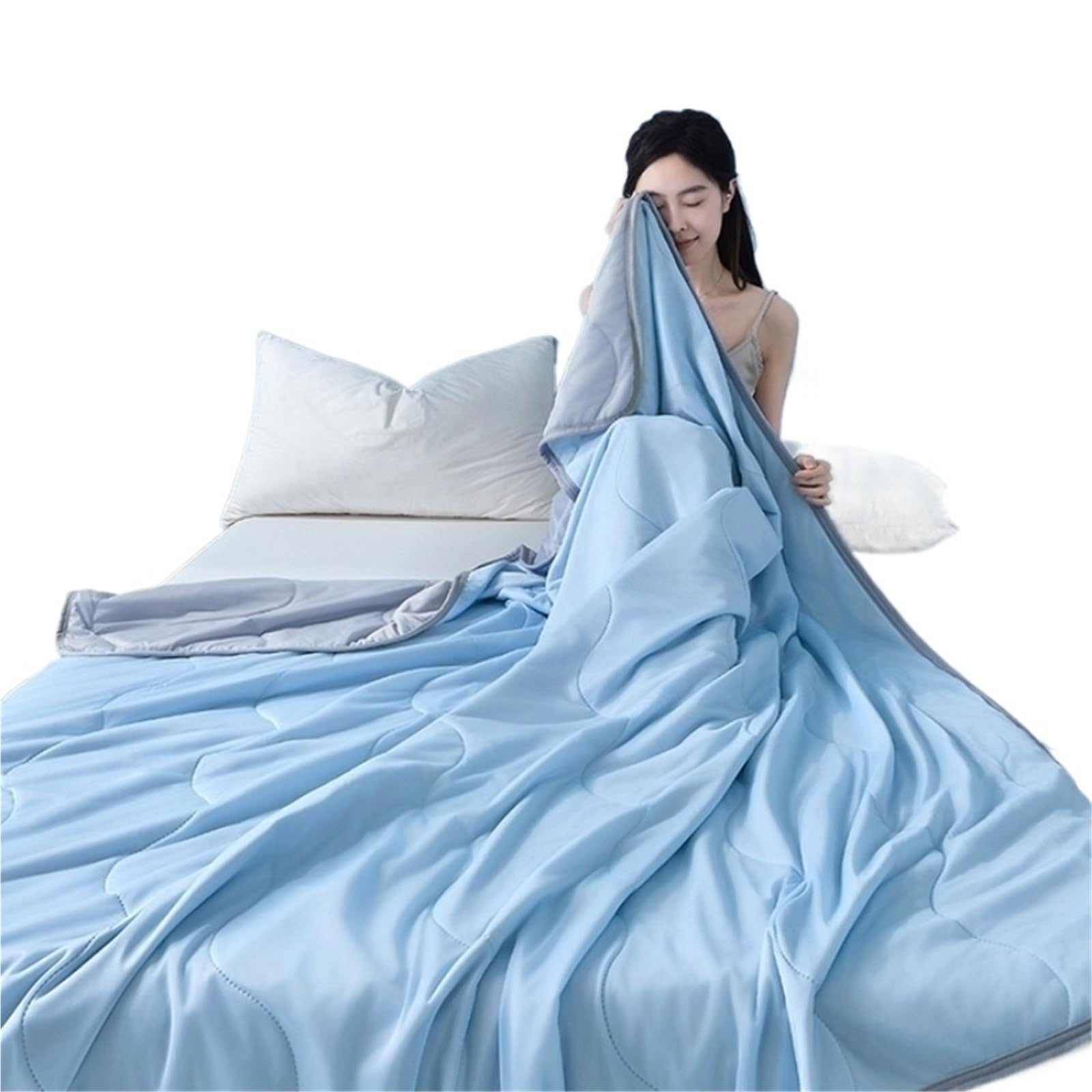 Couette pour climatiseur en soie fraîche effet thermorégulateur vagues