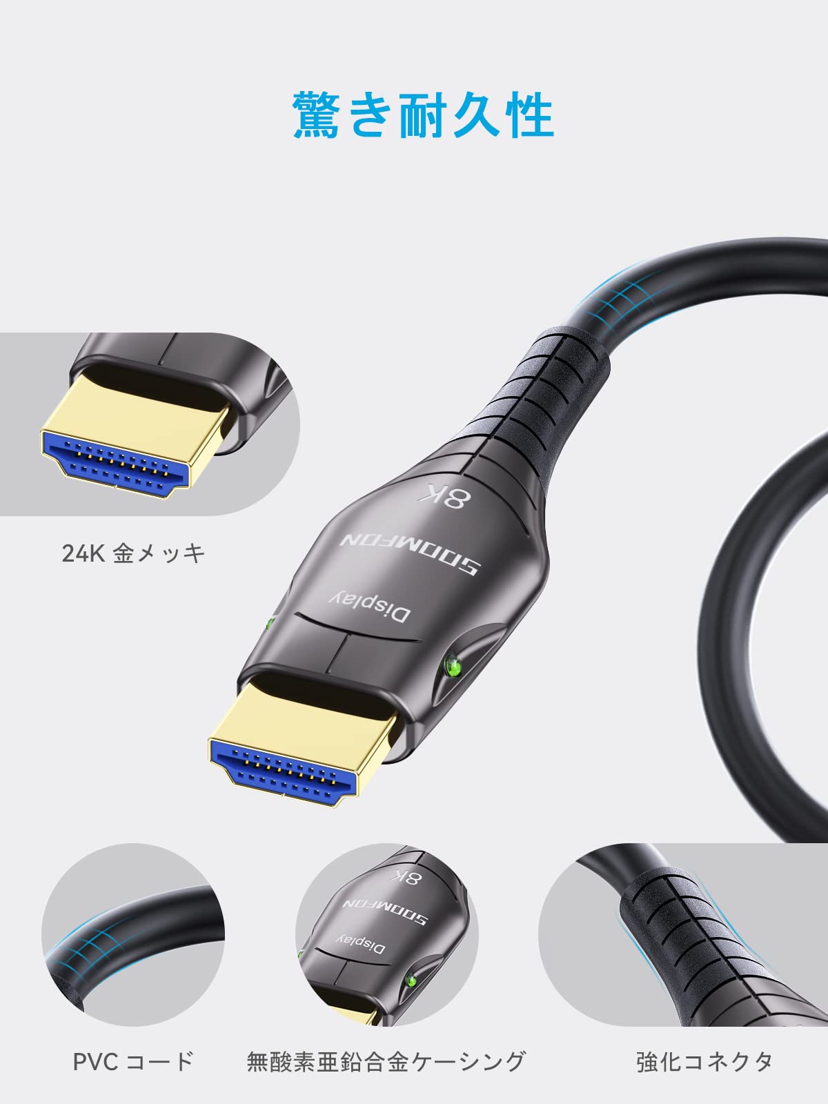 Amazon | 8K 光ファイバー HDMI ケーブル10m - SOOMFON HDMI 2.1