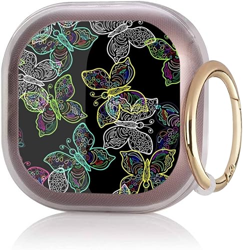 Funda protectora de TPU suave a prueba de golpes compatible con Galaxy Buds 2  Galaxy Buds ProGalaxy Buds Live - Patrón de mariposa de neón