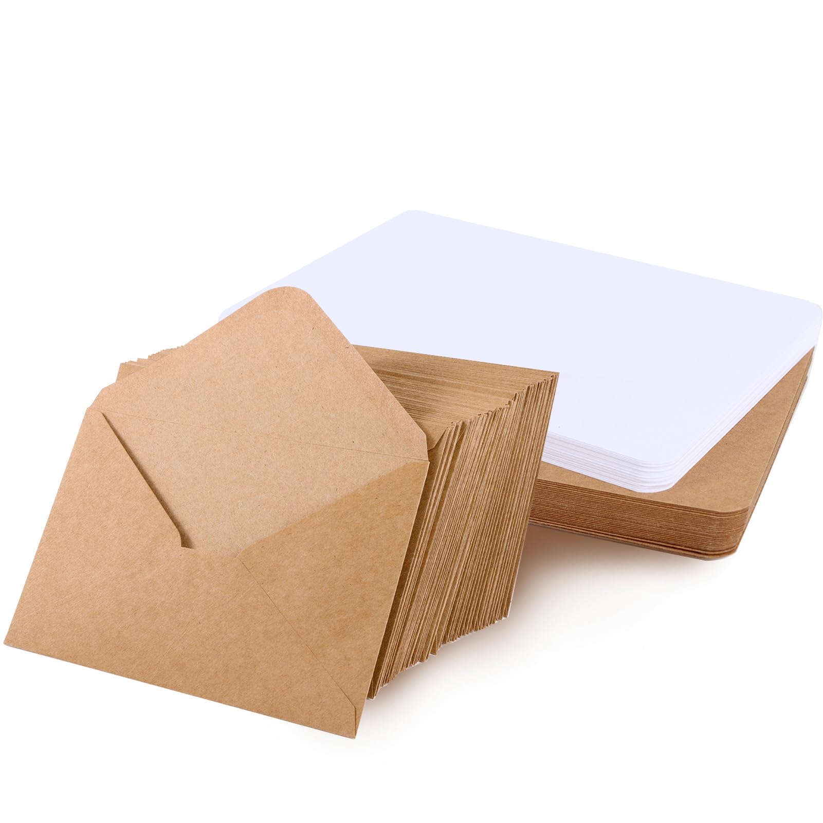 moinkerin 50 Piezas Cartulina Kraft A6 10.5X14.8CM 250g/m² Papel Kraft Tarjetas Con 50 C6 Sobre Tarjetas de Papel Kraft para DIY,Invitaciones de boda,Tarjetas de Agradecimiento