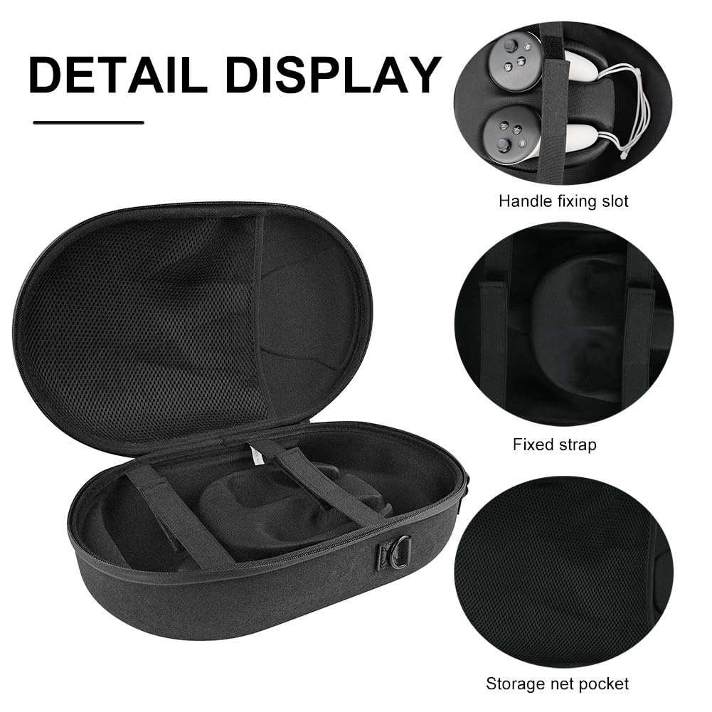 Mate for Quest 3 Tasche,Harte Case for Oculus Quest 3 Zubehör, Eva Reisetasche for Quest 3 Stoßfest Wasserdicht VR Tragetasche mit Verstellbarem Trageriemen und Einer Netztasche (C)