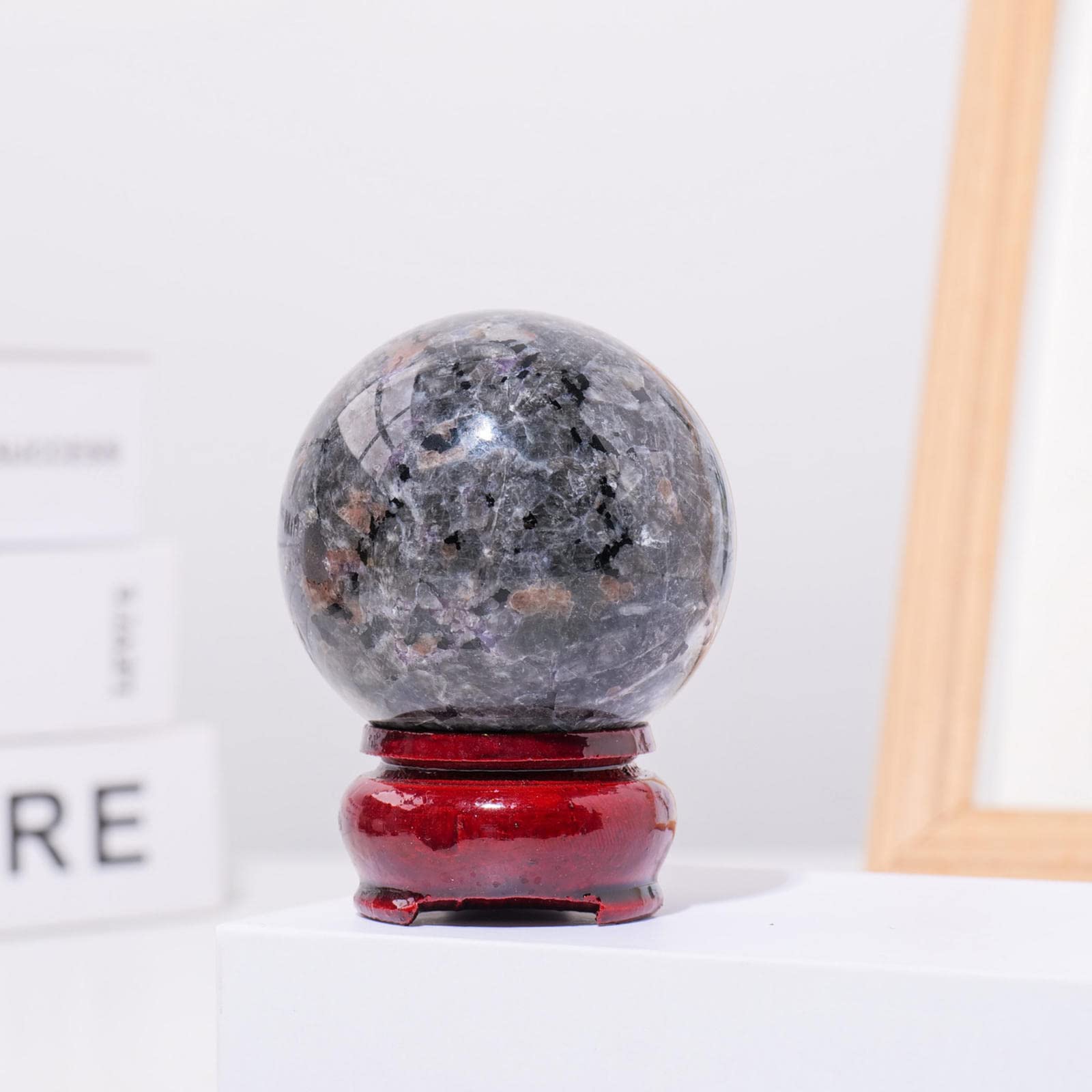 PKNVKZIDK Fluorite Ball Sphere and Quartz Hand Crystal Home Feng Shui Decoration Accessory Stone,Flame Stone-5cm