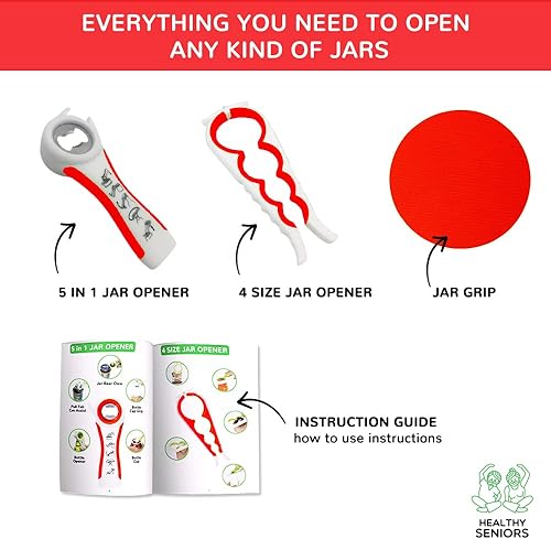 Miniatura 2 de Abridor de tarros para personas mayores con artritis, abridor de tarros fácil de girar para manos débiles, abrebotellas multifunción para manos