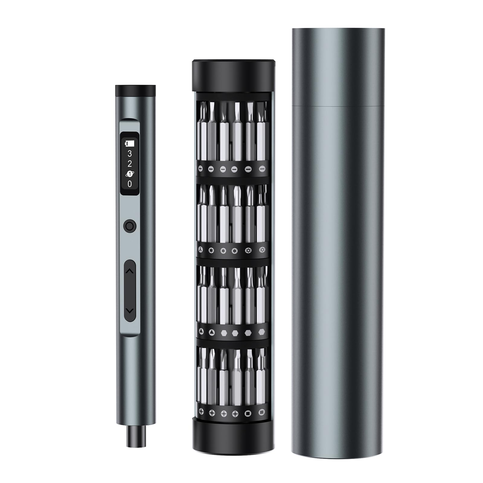 Mini set di cacciaviti elettrici, 62 in 1 di precisione, cacciavite elettrico a batteria di tipo C, con coppia di 3 marce, adatto per la riparazione di occhiali, orologi, riparazione del