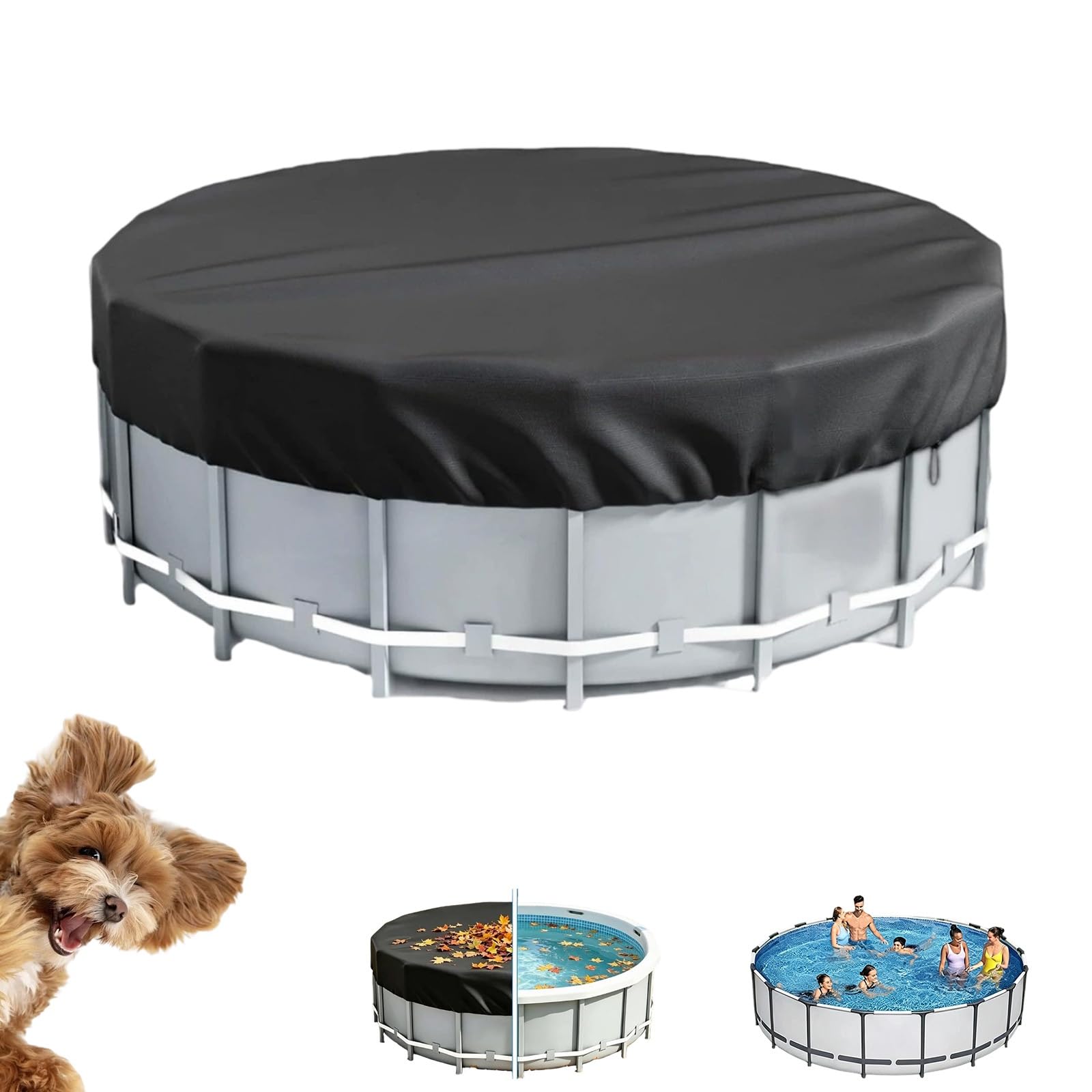 Copertura Impermeabile Piscine Fuori Terra, Rivestimento Piscine Rotonde | Impermeabile E Resistente All'abrasione, Presa Sicura In Condizioni Di Vento, Protezione Che Dura Tutto L'anno(305cm)