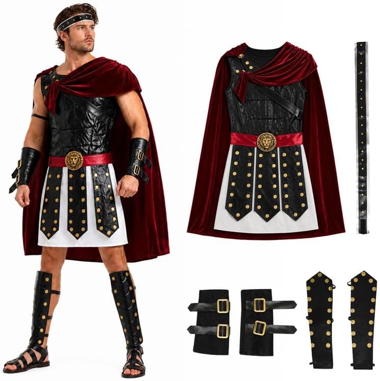 Men's Roman Gladiator Costume for Adults, Ancient Roman Warrior Outfit, Centurion Cosplay Costume