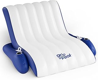 Inflatable Pool Recliner Float - 1 or 2 Person Luxury High & Dry DuoFloat, Cup Holders & Handles, Heavy-Duty Lounge for Pool, Lake Float, River Raft, Beach Chair - Perfect Lounger Gift for Big Adults